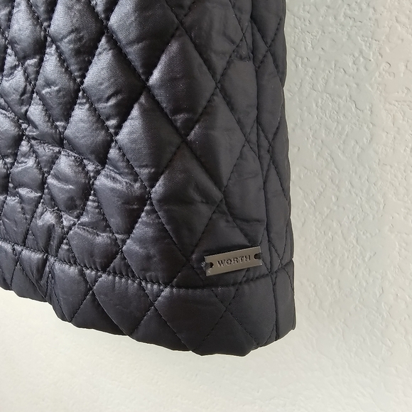 Worth New York Quilted Pocket Long Sleeve Black Shift Dress Petite S - Picture 4 of 15